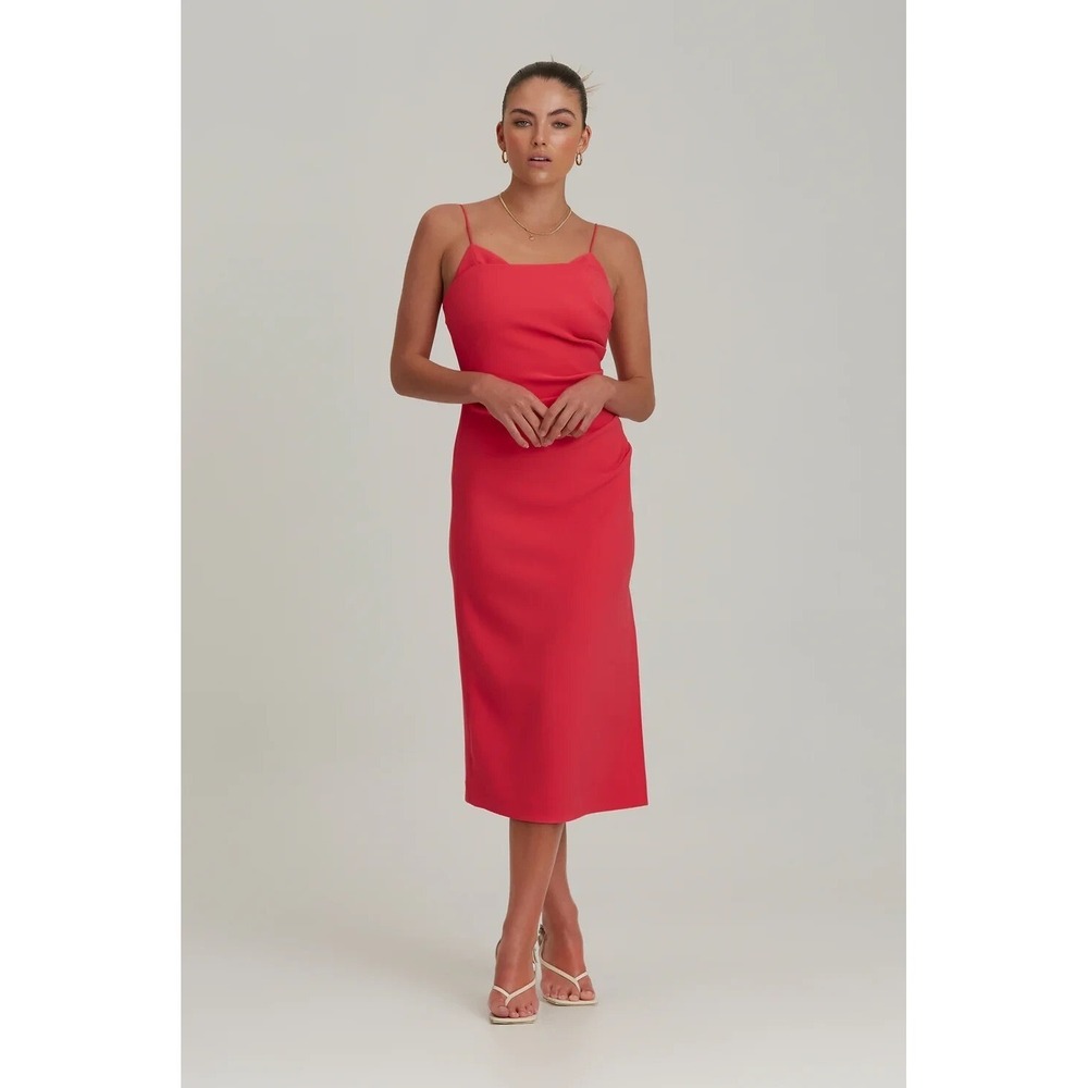 Finders Keepers Emily Midi Dress in Raspberry Sleeveless Side Slit Womens Medium